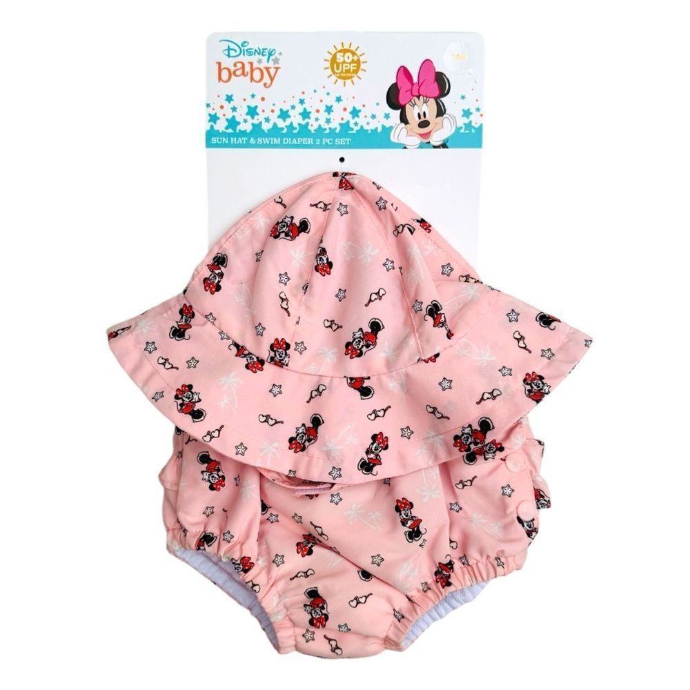 Disney Baby Minnie Mouse Sun Hat and Swim Diaper 2 Piece Set Size 18 Months NWT